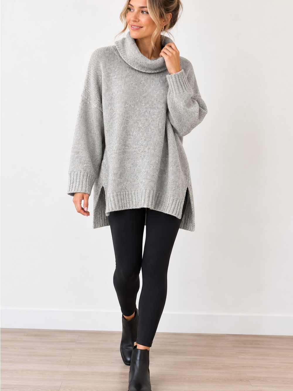 Philosophy Republic Clothing Oversized Gray Cowl Neck Sweater